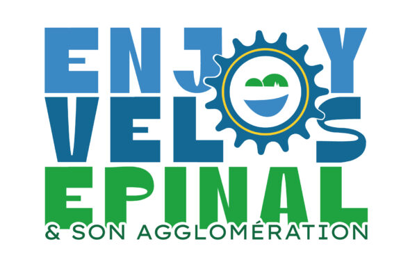 Logo featuring blue large letters with a blue gear and a circular emblem showing green hills and a blue river, followed by green text reading 'EPINAL' and the slogan '& SON AGGLOMERATION' beneath.