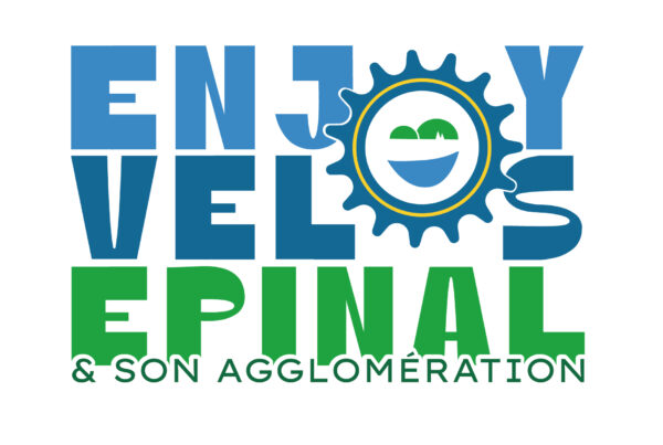 Logo featuring blue large letters with a blue gear and a circular emblem showing green hills and a blue river, followed by green text reading 'EPINAL' and the slogan '& SON AGGLOMERATION' beneath.