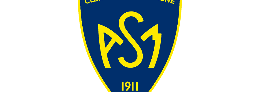 Blue shield logo with yellow border and the initials ASJ, top text 'CLERMONT AUVERGNE', bottom '1911'